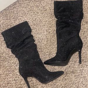 Jessica Simpson black rhinestone boots. NEVER WORN!